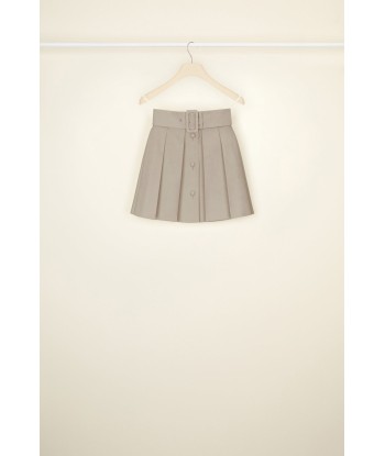 Belted pleated mini skirt in organic cotton and wool Voir les baskets