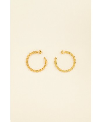 Large braided hoop earrings in gold-plated brass de votre