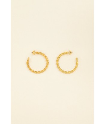 Large braided hoop earrings in gold-plated brass de votre