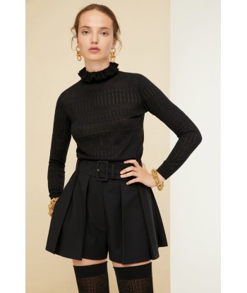 Belted pleated wool shorts prix