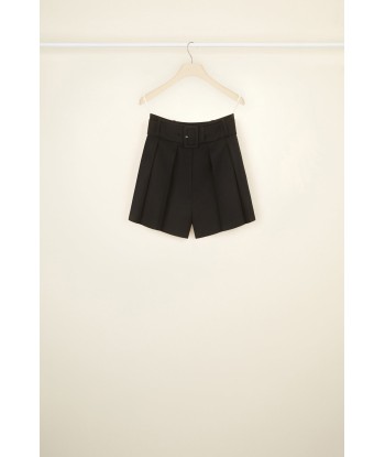 Belted pleated wool shorts prix