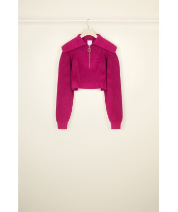 Zip-up sailor collar jumper in eco-friendly wool and cotton en stock