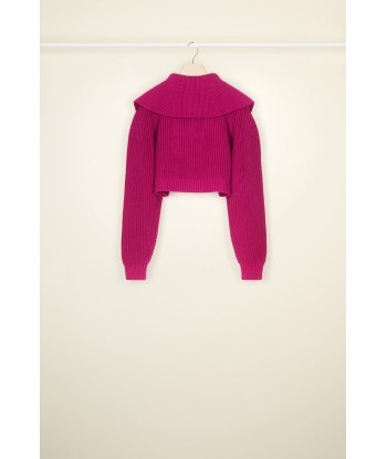 Zip-up sailor collar jumper in eco-friendly wool and cotton en stock