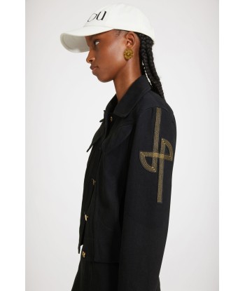 Embroidered logo jacket in organic denim votre