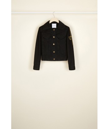 Embroidered logo jacket in organic denim votre