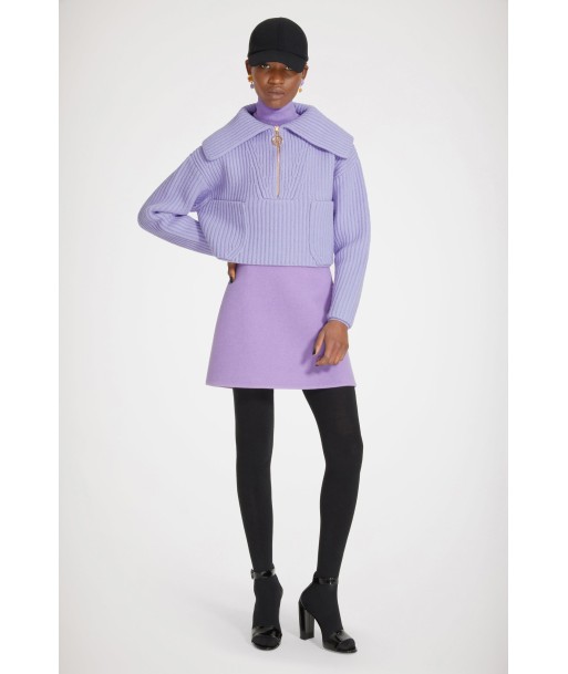 Zip-up collar rib knit jumper in Merino wool Venez acheter