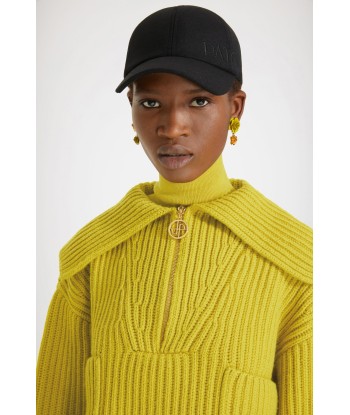 Zip-up collar rib knit jumper in Merino wool Les magasins à Paris et en Île-de-France