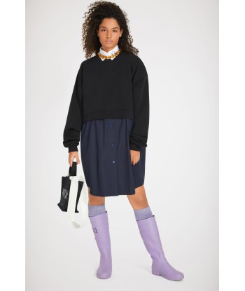 Mixed media sweatshirt dress in organic cotton la chaussure