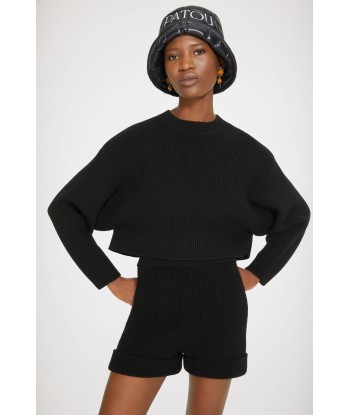 Cropped rib knit jumper in Merino wool l'évolution des habitudes 