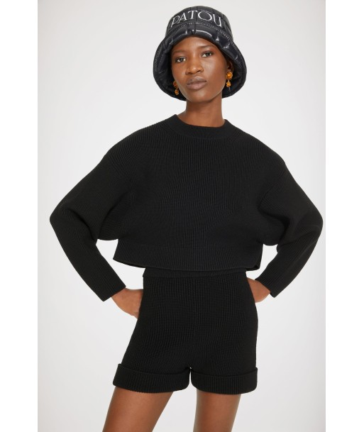 Cropped rib knit jumper in Merino wool l'évolution des habitudes 