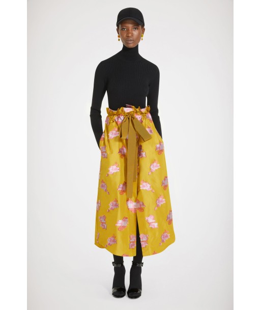 Drawstring grosgrain skirt in floral faille Venez acheter