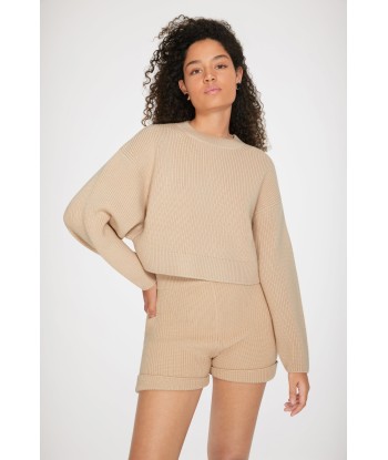 Cropped rib knit jumper in Merino wool Les magasins à Paris et en Île-de-France