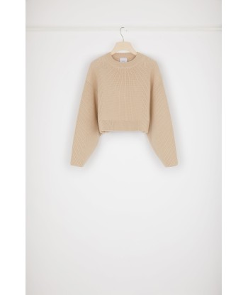 Cropped rib knit jumper in Merino wool Les magasins à Paris et en Île-de-France