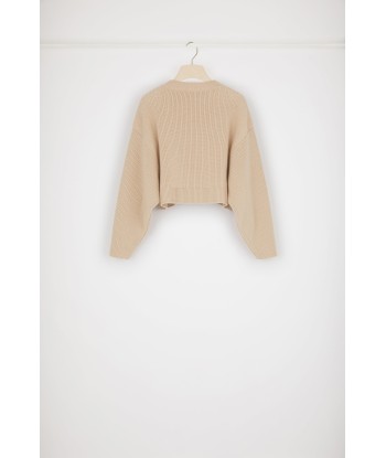 Cropped rib knit jumper in Merino wool Les magasins à Paris et en Île-de-France