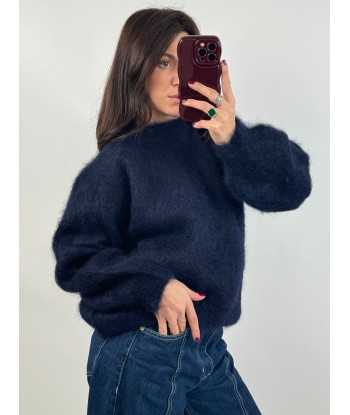 Navy blue mohair tea sweater les ctes